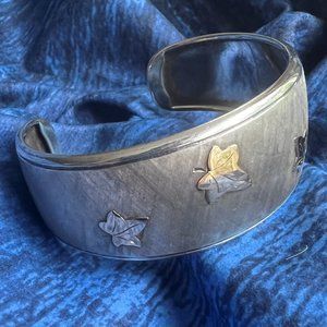 Sterling Cuff Bracelet with 18kt Fallling Leaves